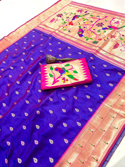 Pure Soft Kanchivram Pethani Silk Saree with Meena Zari Pallu