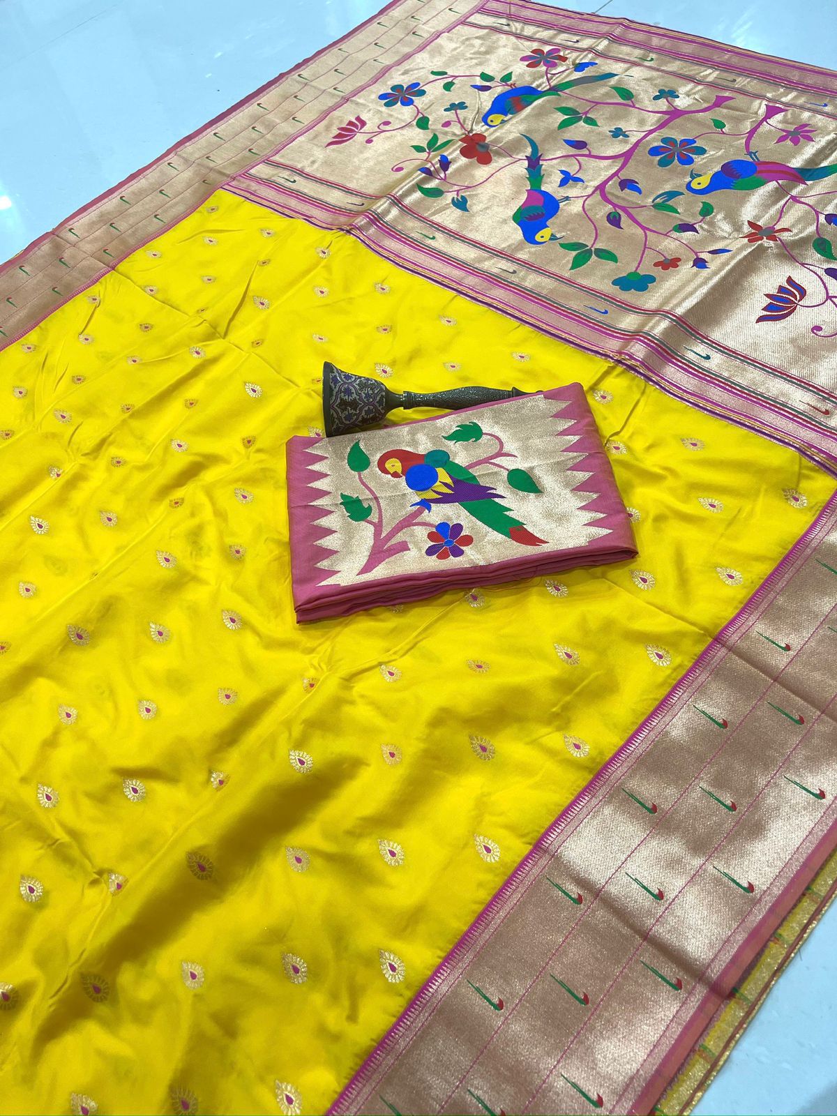 Pure Soft Kanchivram Pethani Silk Saree with Meena Zari Pallu