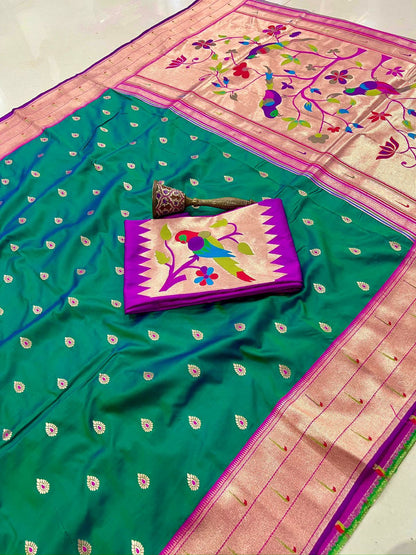 Pure Soft Kanchivram Pethani Silk Saree with Meena Zari Pallu
