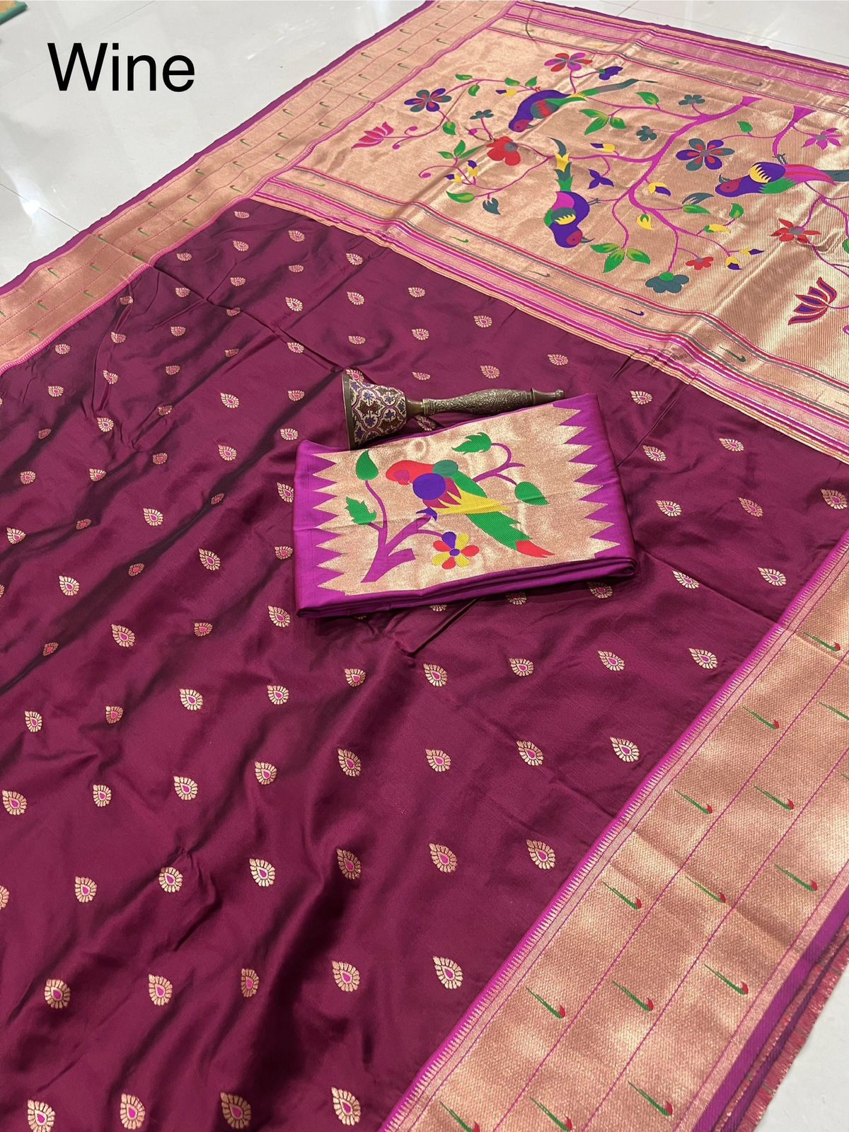 Pure Soft Kanchivram Pethani Silk Saree with Meena Zari Pallu