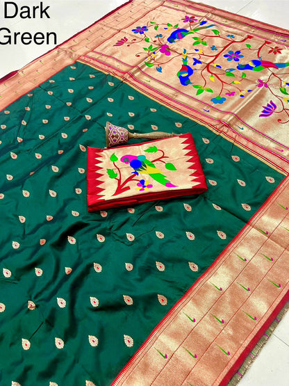 Pure Soft Kanchivram Pethani Silk Saree with Meena Zari Pallu