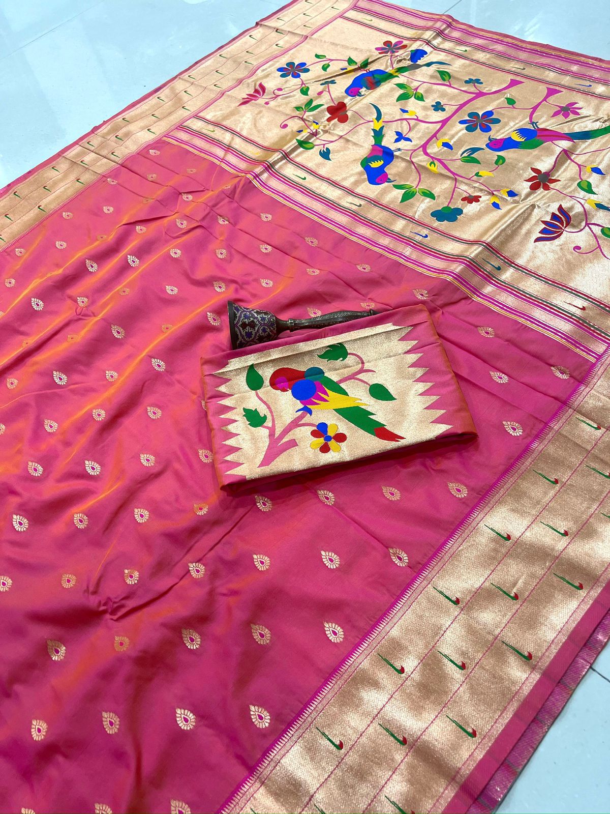 Pure Soft Kanchivram Pethani Silk Saree with Meena Zari Pallu