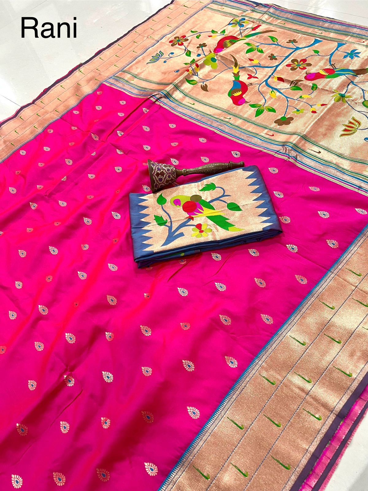 Pure Soft Kanchivram Pethani Silk Saree with Meena Zari Pallu