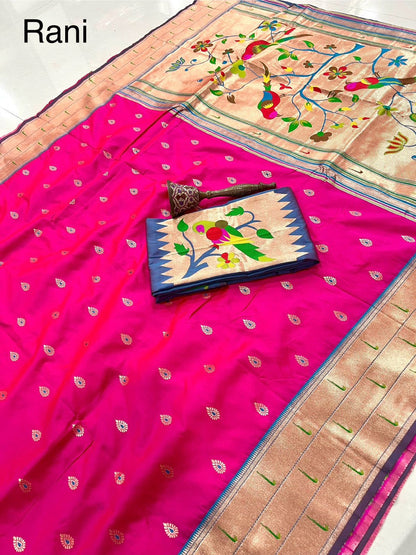 Pure Soft Kanchivram Pethani Silk Saree with Meena Zari Pallu