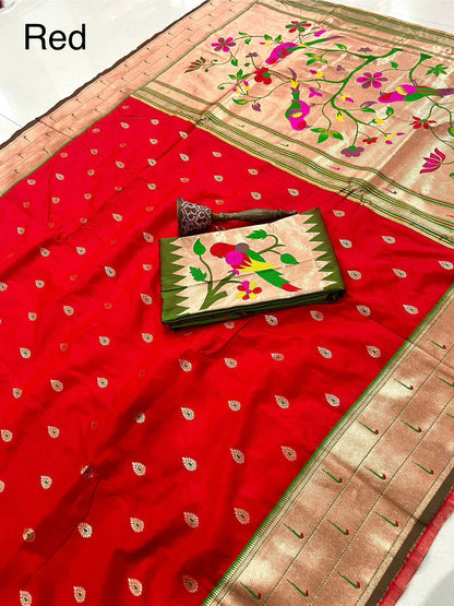 Pure Soft Kanchivram Pethani Silk Saree with Meena Zari Pallu