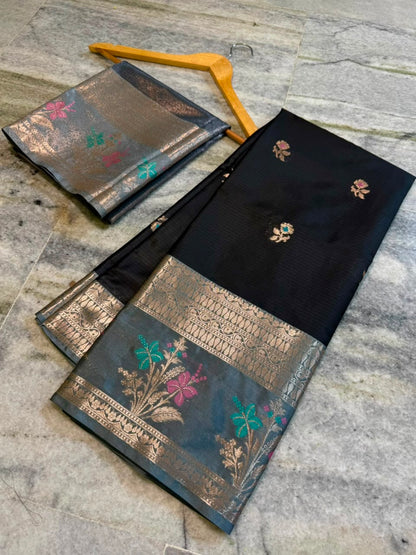 Banarasi Soft Katan Silk Saree with Zari Butti and Jacquard Pallu