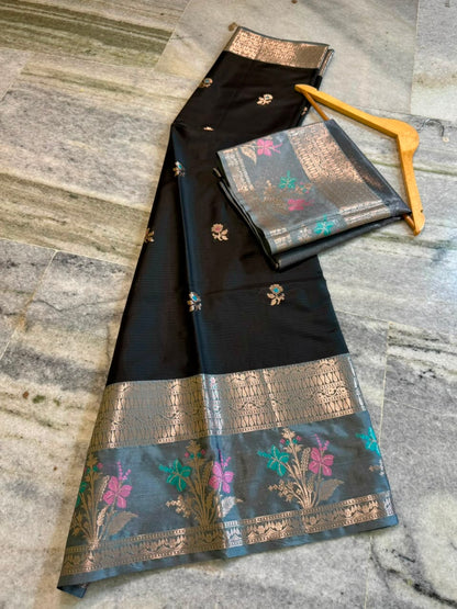 Banarasi Soft Katan Silk Saree with Zari Butti and Jacquard Pallu