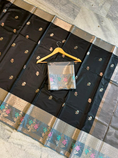Banarasi Soft Katan Silk Saree with Zari Butti and Jacquard Pallu