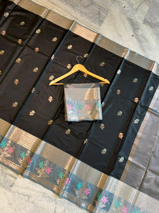 Banarasi Soft Katan Silk Saree with Zari Butti and Jacquard Pallu