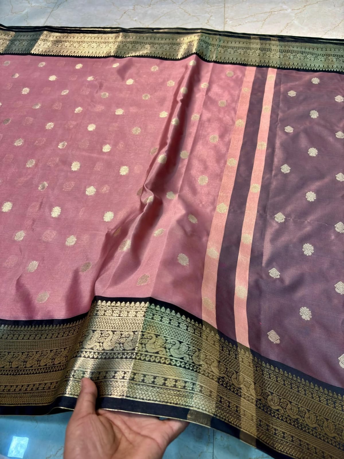 Banarasi Soft Katan Silk Saree with Zari Buti and Contrast Designer Pallu
