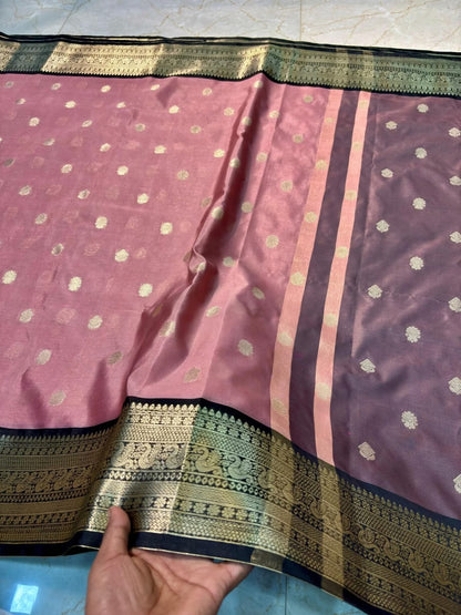 Banarasi Soft Katan Silk Saree with Zari Buti and Contrast Designer Pallu
