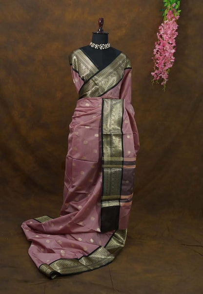 Banarasi Soft Katan Silk Saree with Zari Buti and Contrast Designer Pallu