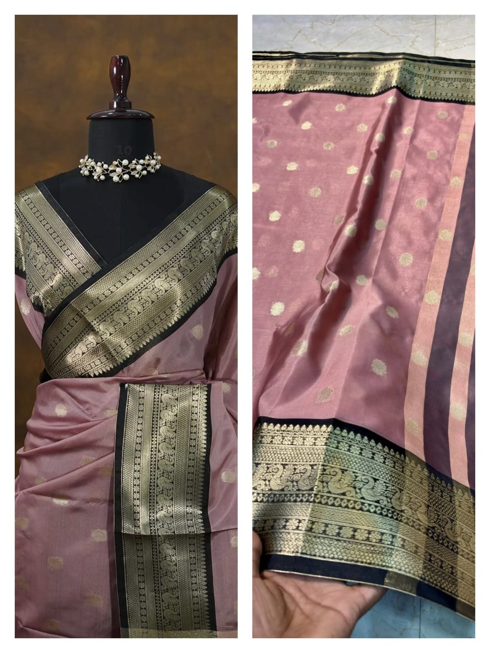 Banarasi Soft Katan Silk Saree with Zari Buti and Contrast Designer Pallu