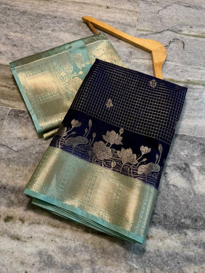 Banarasi Katan Silk Saree with Check Buti Design and Jacquard Pallu