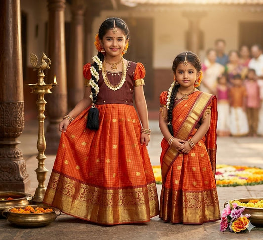 Premium Long Frock for Girls with Attached Dupatta and Pattu Yoke