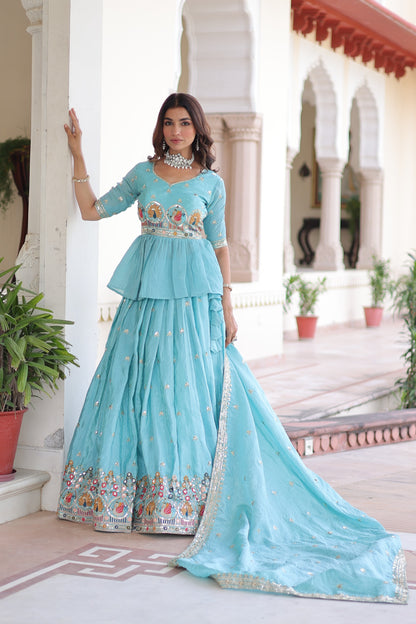 Designer Gold Crush Sequins Embroidered Lehenga Choli Set with Dupatta