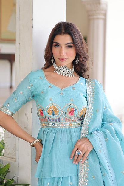 Designer Gold Crush Sequins Embroidered Lehenga Choli Set with Dupatta