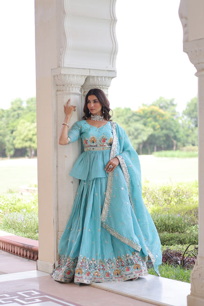 Designer Gold Crush Sequins Embroidered Lehenga Choli Set with Dupatta