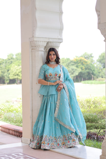 Designer Gold Crush Sequins Embroidered Lehenga Choli Set with Dupatta