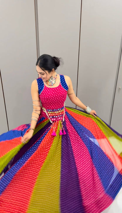 Navratri Georgette Lehenga Choli with Handwork Codi and Mirror Work