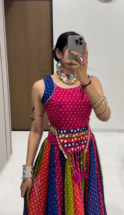 Navratri Georgette Lehenga Choli with Handwork Codi and Mirror Work