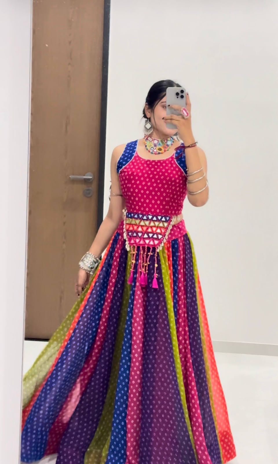 Navratri Georgette Lehenga Choli with Handwork Codi and Mirror Work