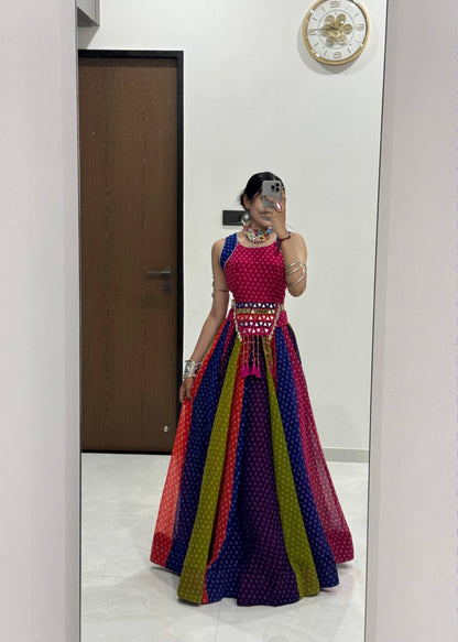Navratri Georgette Lehenga Choli with Handwork Codi and Mirror Work