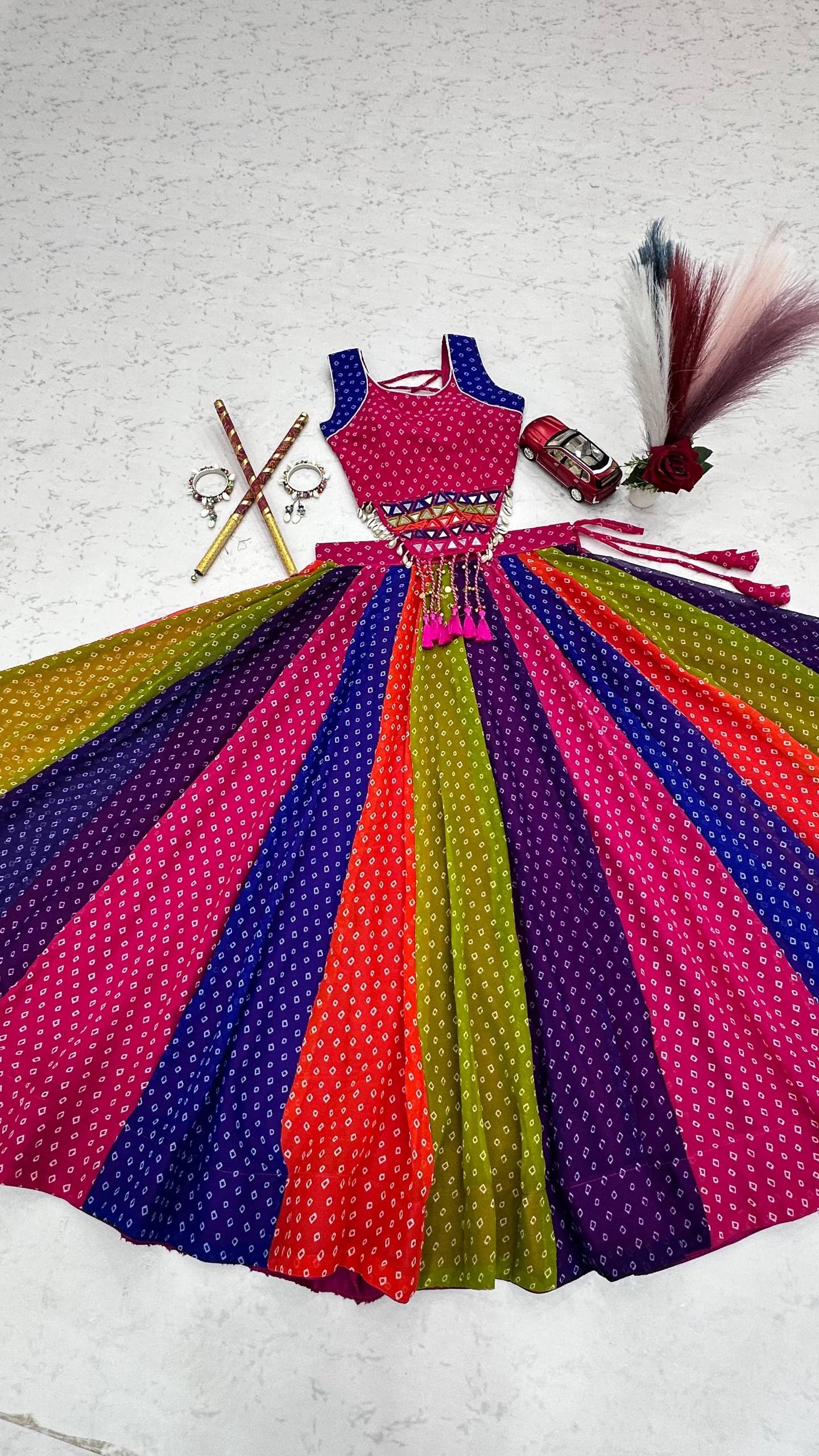 Navratri Georgette Lehenga Choli with Handwork Codi and Mirror Work