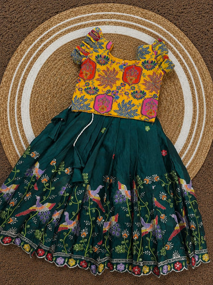 Kids Heavy Silk Lehenga Choli with Embroidery and Handwork