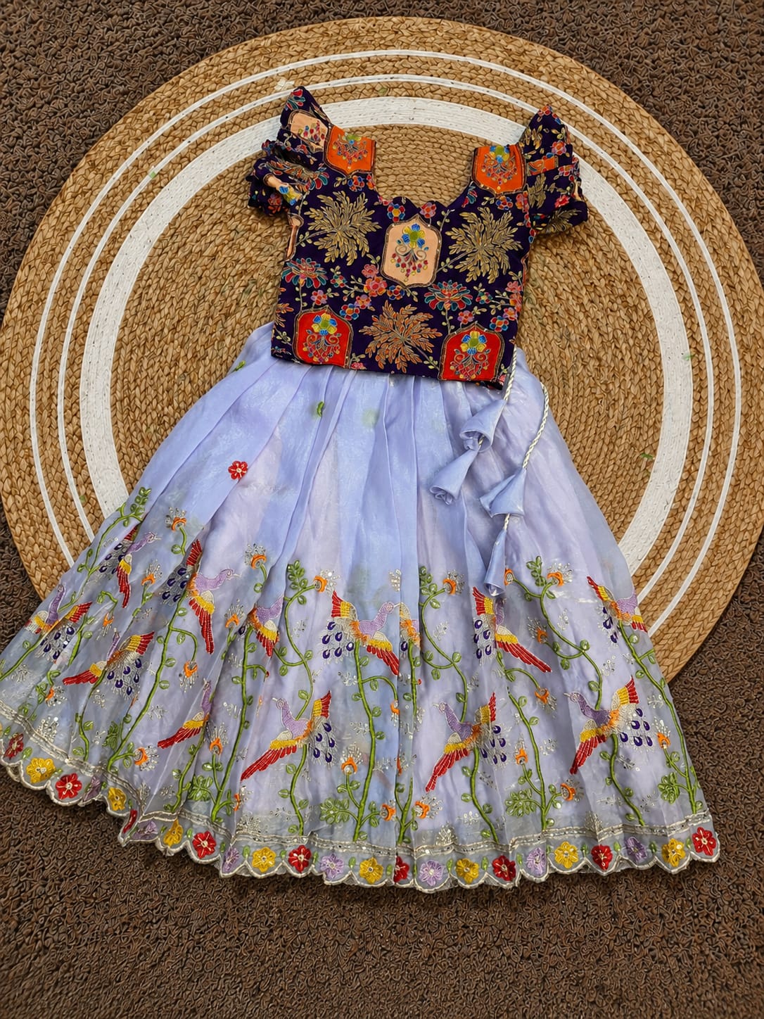 Kids Heavy Silk Lehenga Choli with Embroidery and Handwork
