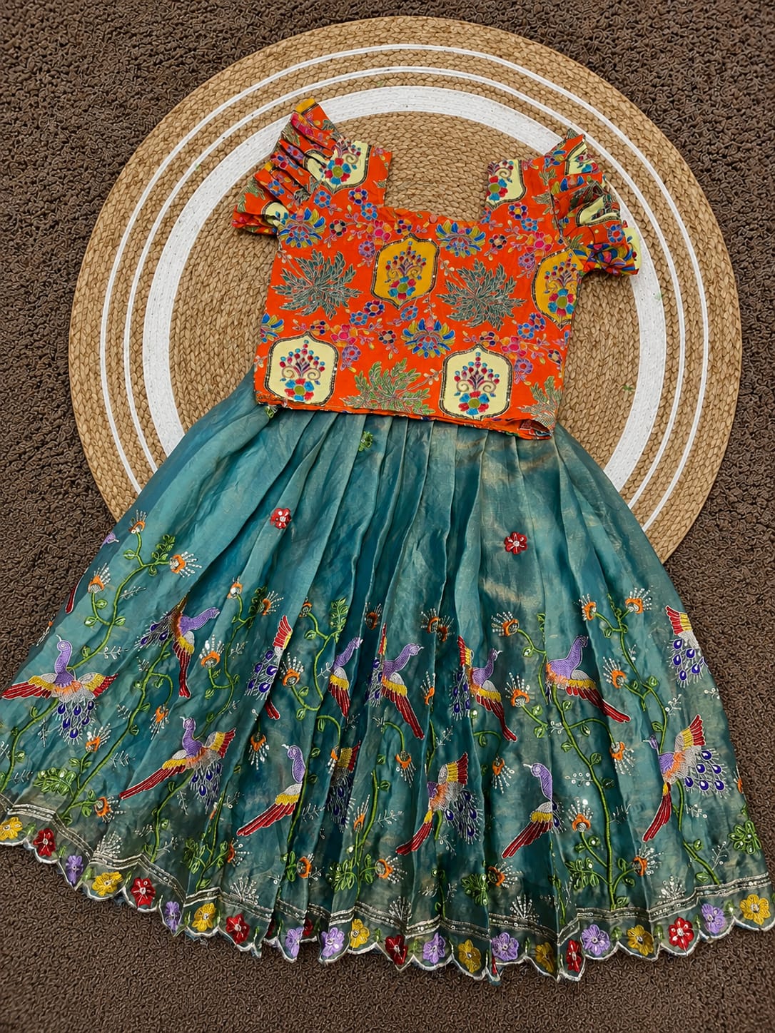 Kids Heavy Silk Lehenga Choli with Embroidery and Handwork