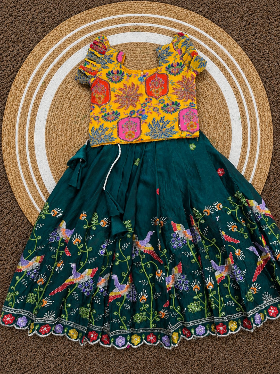Kids Heavy Silk Lehenga Choli with Embroidery and Handwork