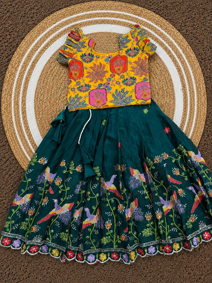 Kids Heavy Silk Lehenga Choli with Embroidery and Handwork