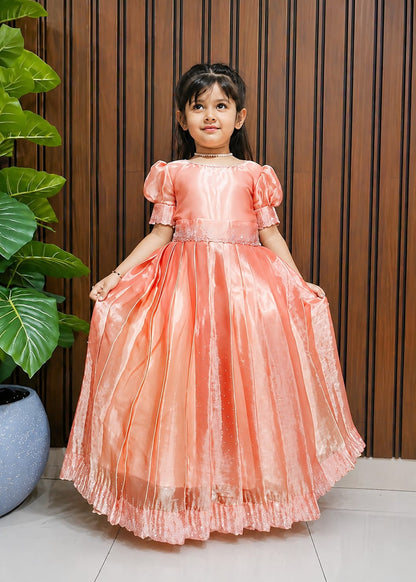 Kids Jimmy Choo Silk Gown with Heavy Swarovski Work