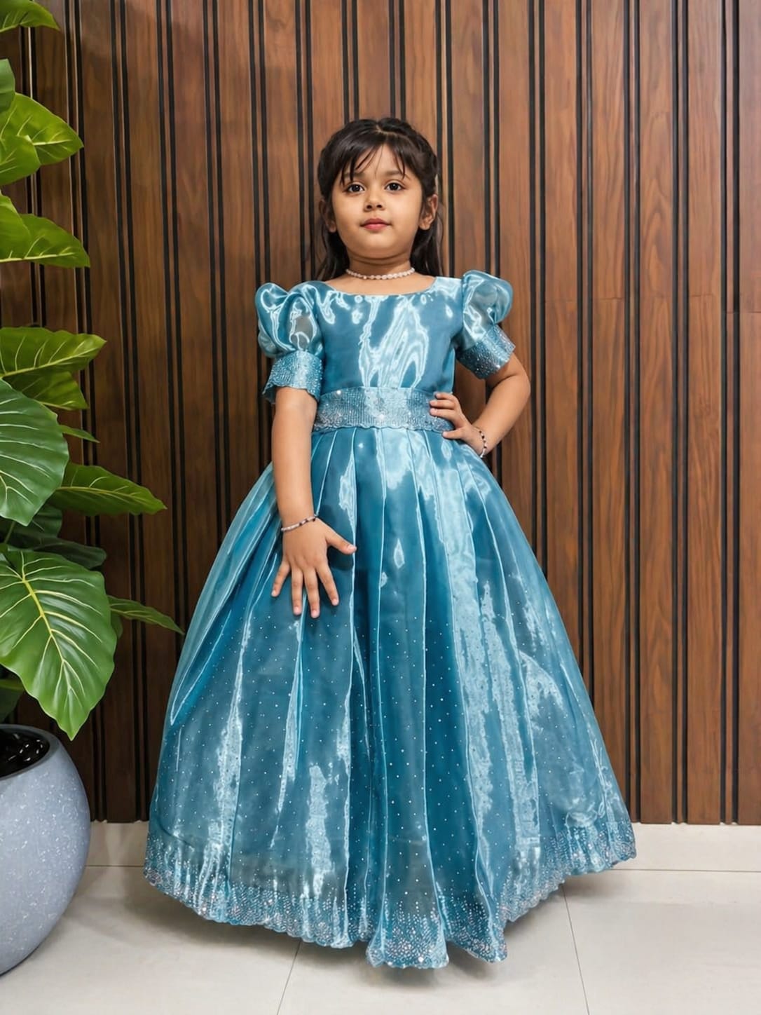 Kids Jimmy Choo Silk Gown with Heavy Swarovski Work