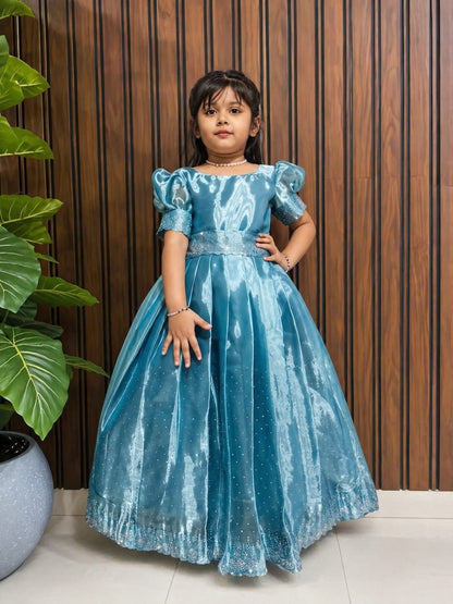Kids Jimmy Choo Silk Gown with Heavy Swarovski Work