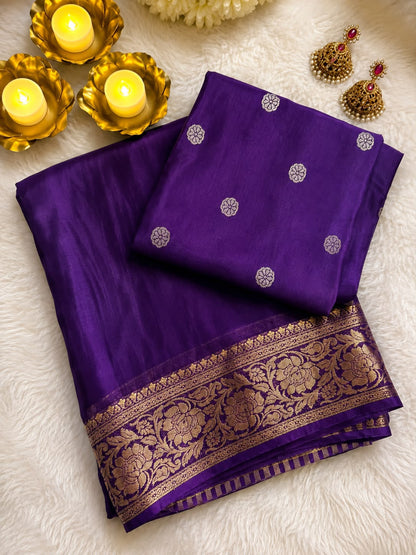 Mysore Crepe Viscose Saree with Weaving Butti Blouse