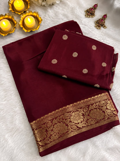Mysore Crepe Viscose Saree with Weaving Butti Blouse