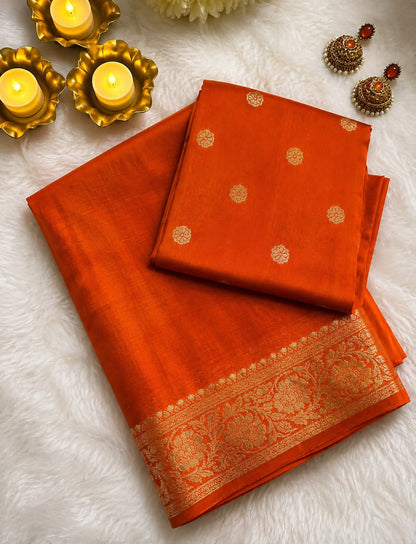 Mysore Crepe Viscose Saree with Weaving Butti Blouse