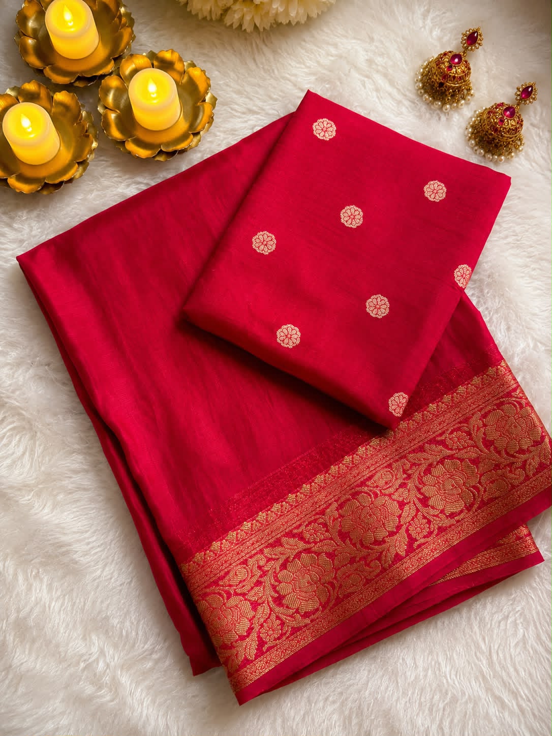 Mysore Crepe Viscose Saree with Weaving Butti Blouse