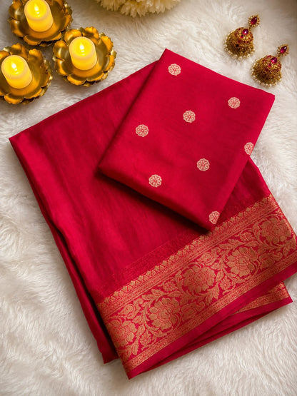 Mysore Crepe Viscose Saree with Weaving Butti Blouse