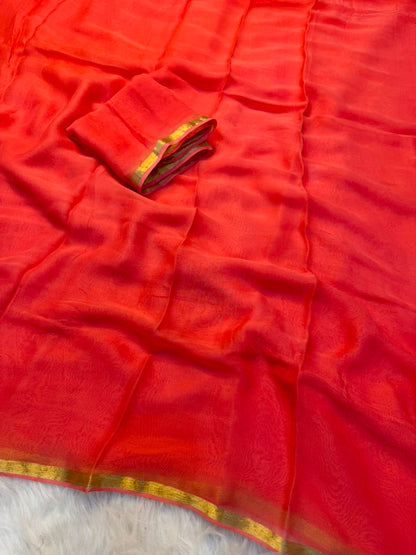 Viscose Georgette Piping Checks Saree with Running Blouse