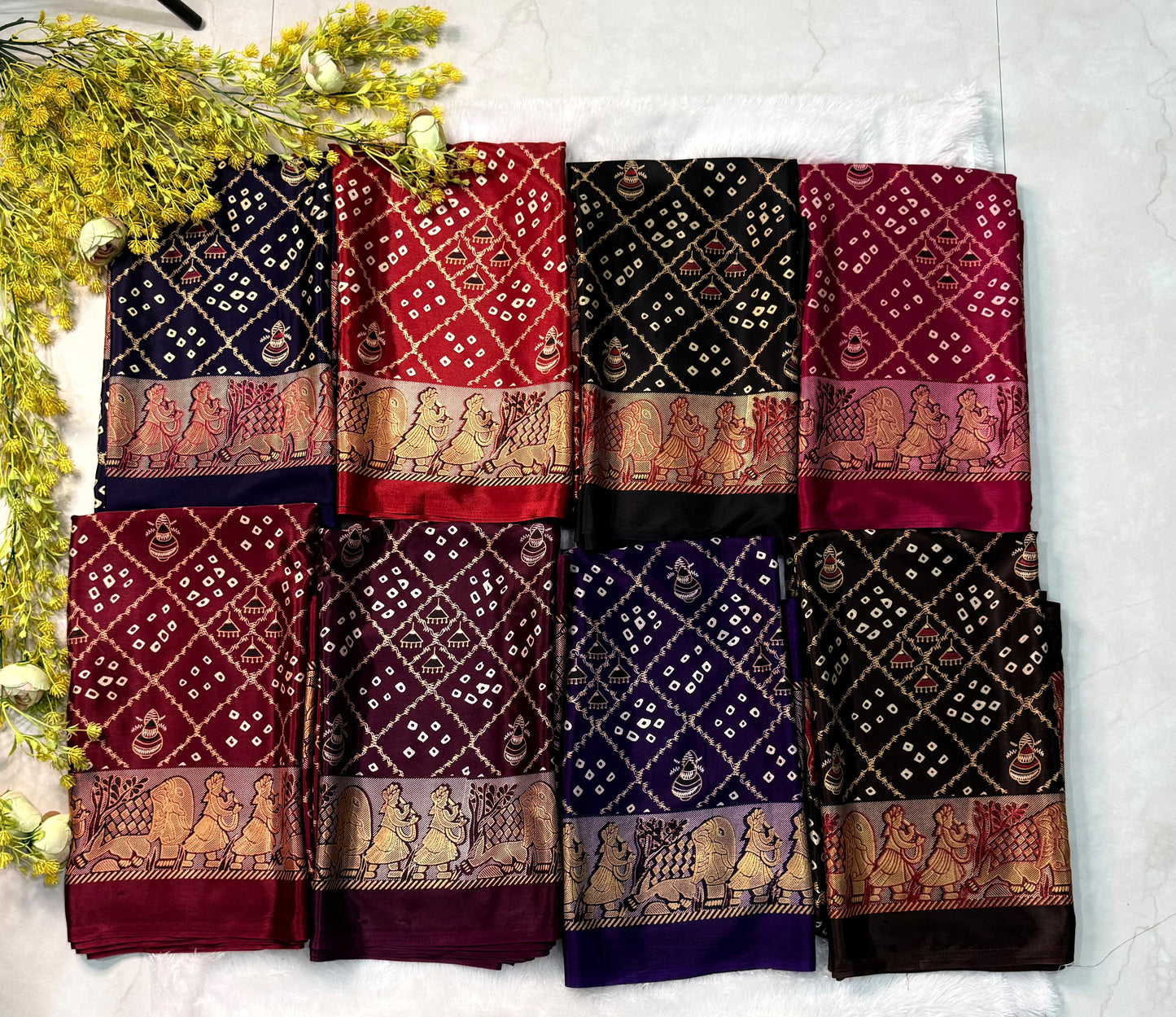 Ajrakh Gajji Crepe Silk Saree with Blouse