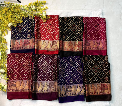 Ajrakh Gajji Crepe Silk Saree with Blouse