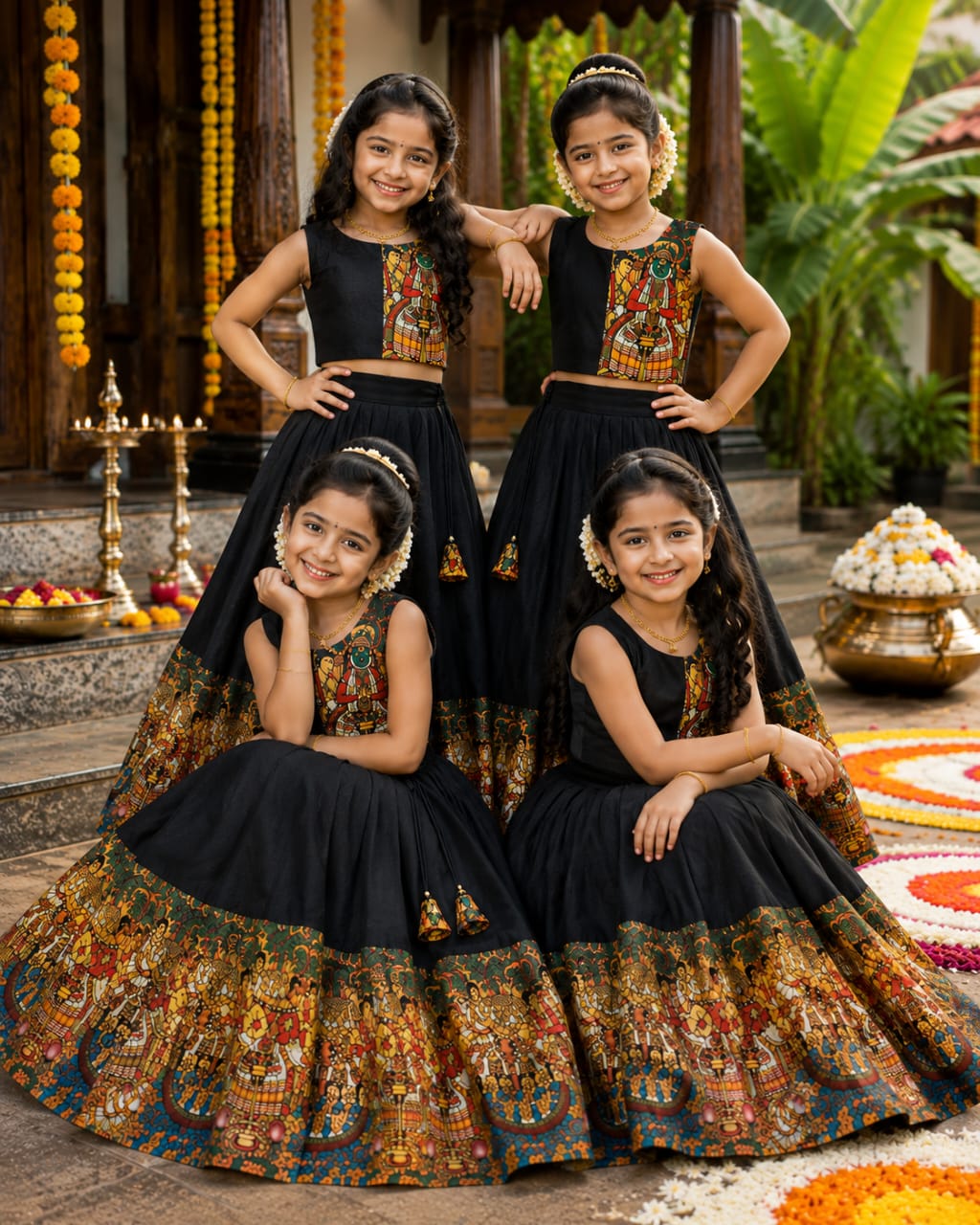 Kathakali Heritage Kids Dola Silk Lehenga Choli with Digital Print