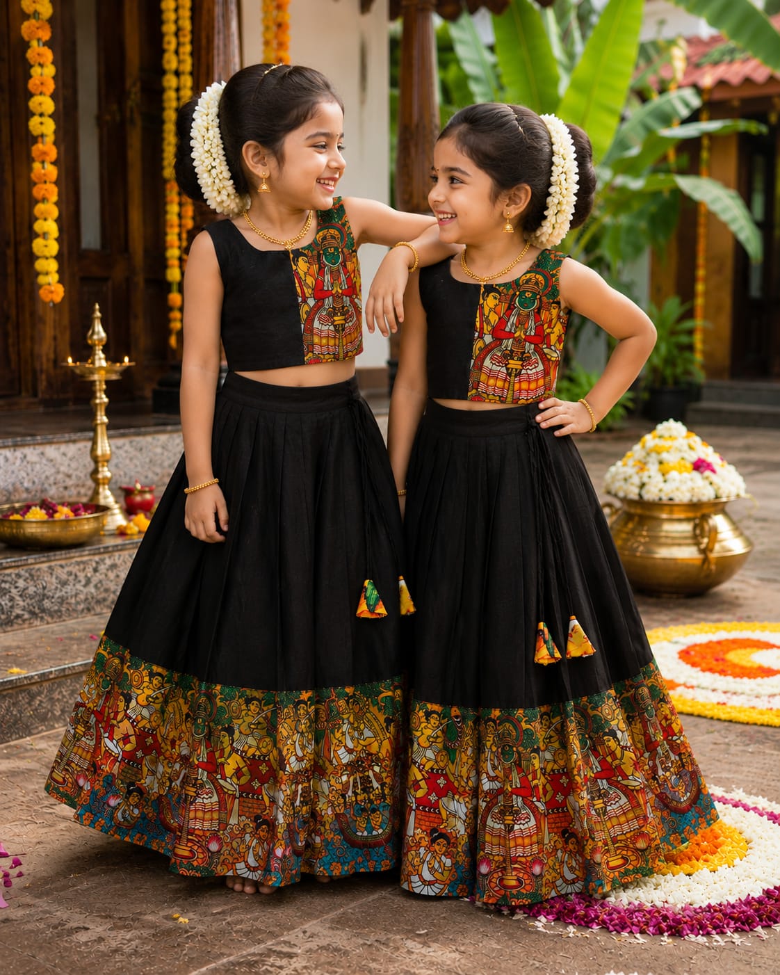 Kathakali Heritage Kids Dola Silk Lehenga Choli with Digital Print