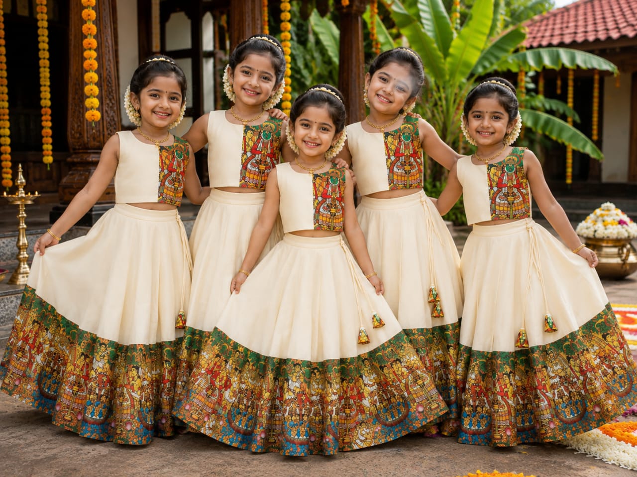 Kathakali Heritage Kids Dola Silk Lehenga Choli with Digital Print