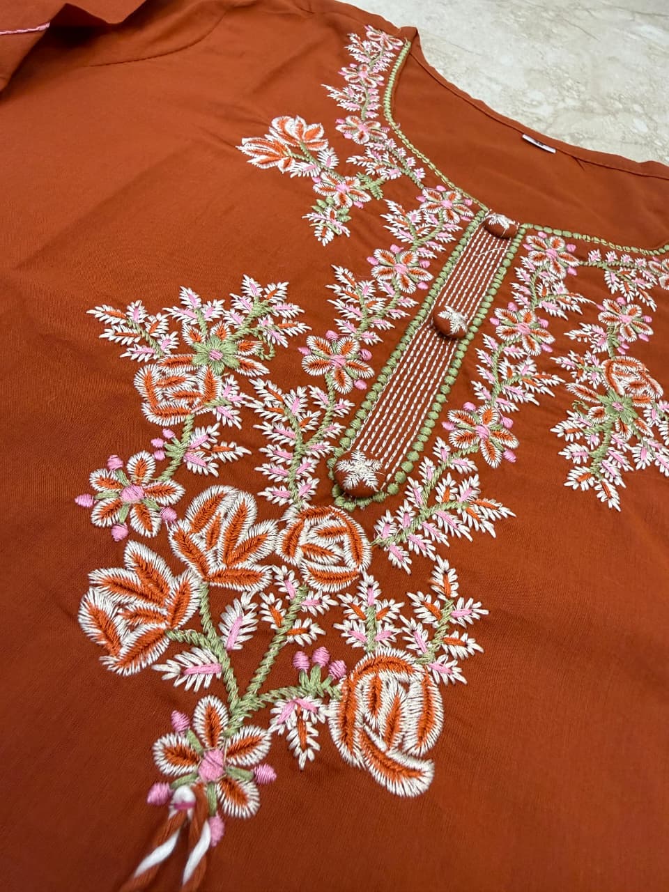 Pure Cotton Embroidery Cutwork Top Palazzo Dupatta Set