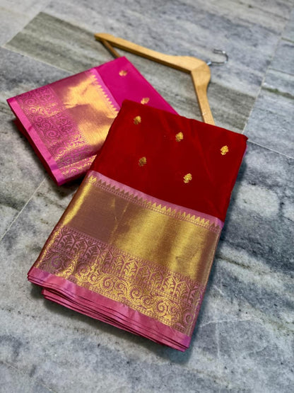 Banarasi Soft Katan Silk Saree with Zari Buti Weaving and Designer Pallu