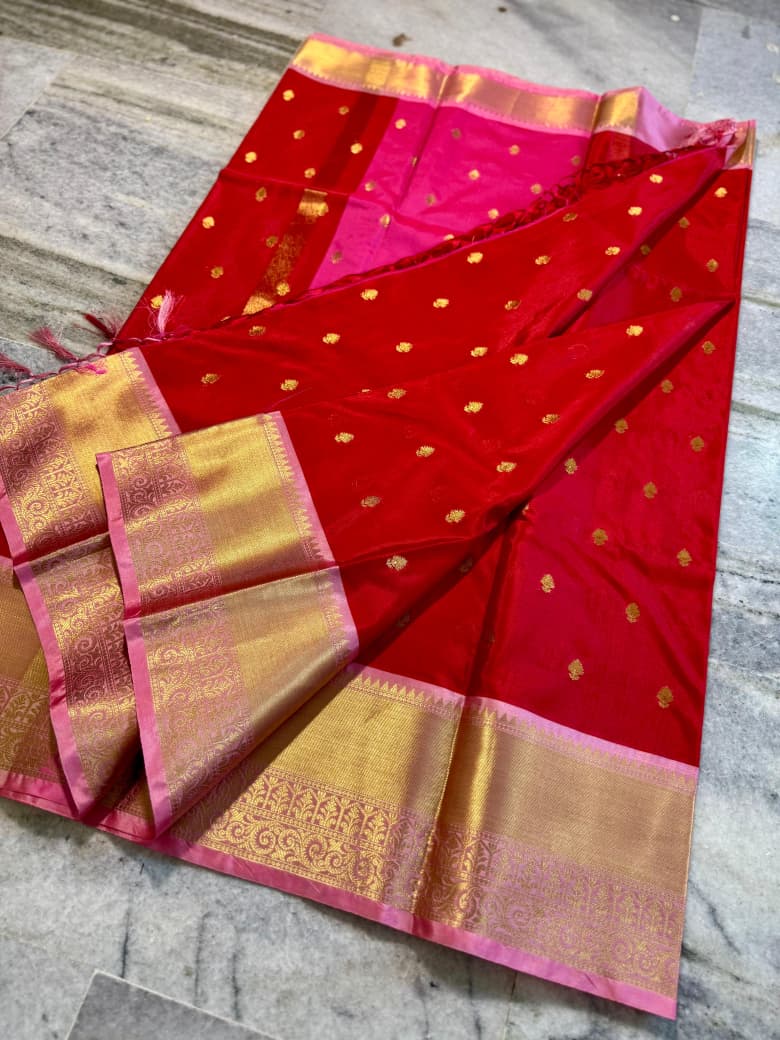 Banarasi Soft Katan Silk Saree with Zari Buti Weaving and Designer Pallu